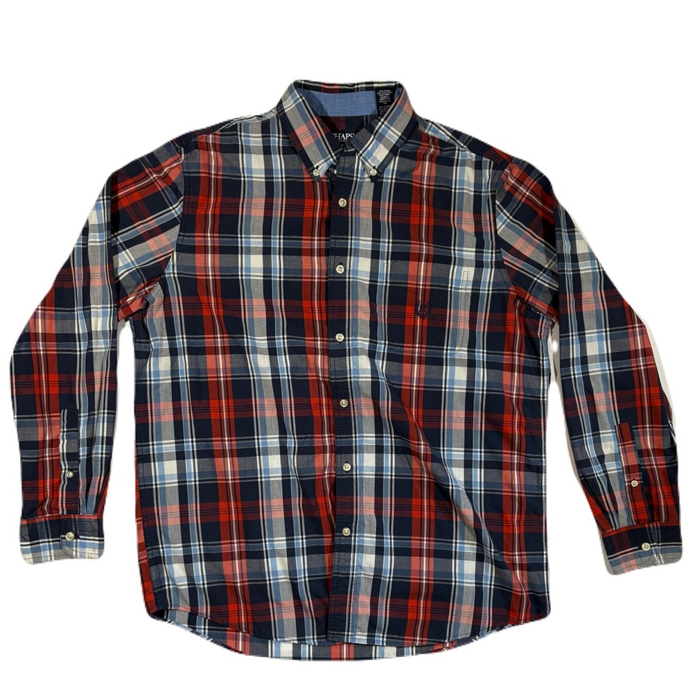 Chaps Men's Plaid Flannel Red, Blue, and White Size L